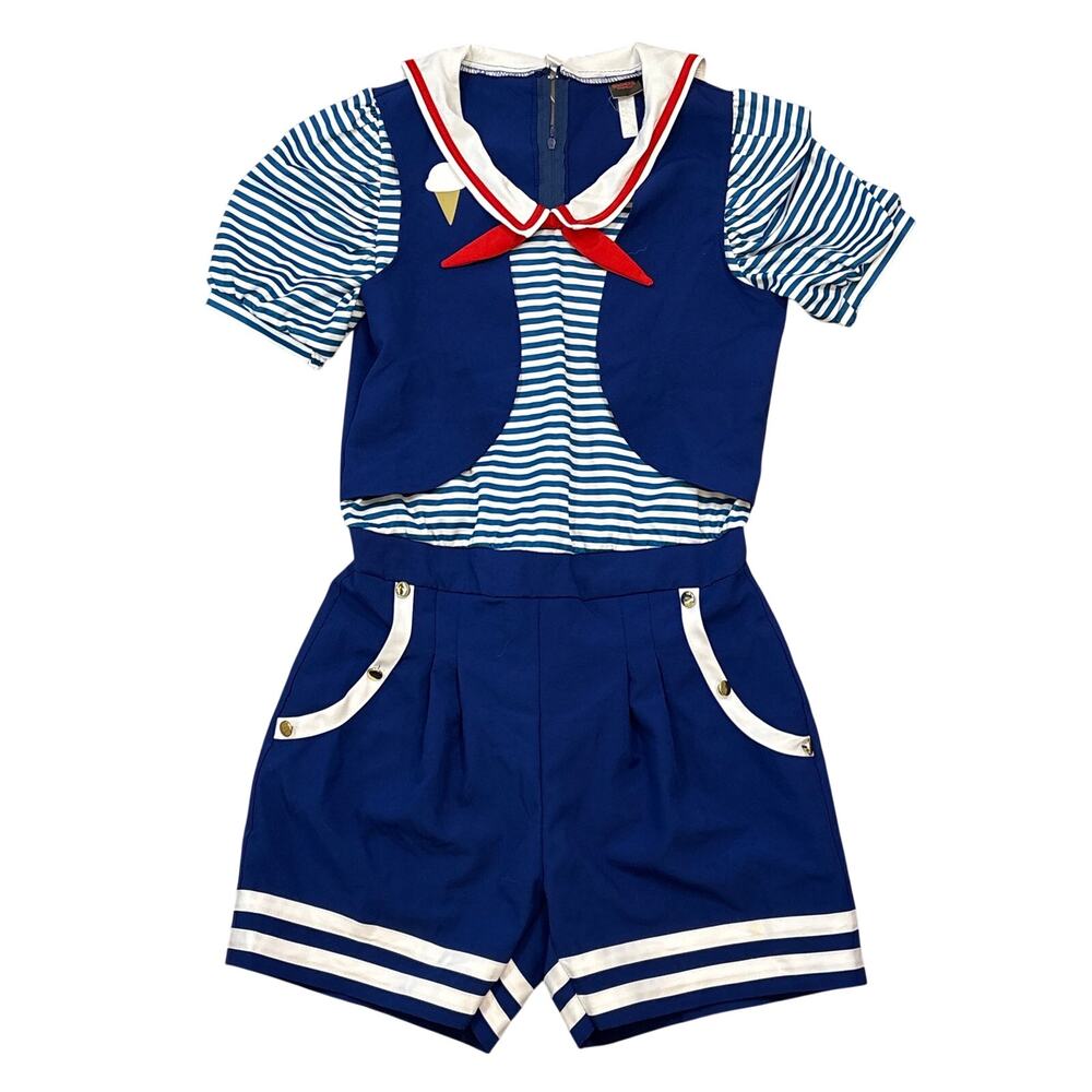Stranger Things Girls Scoops Ahoy Robin Costume size Medium sailor cosplay blue